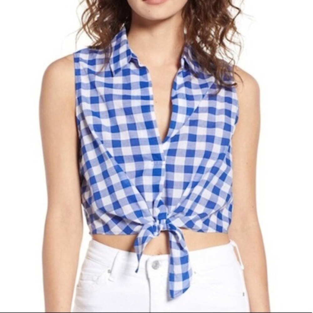 Lush Gingham Tie Crop Top